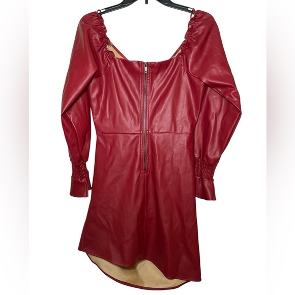 Kendall & Kylie maroon vegan leather mini dress sz 4/6 - Picture 2 of 11